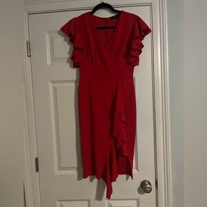 Elegant Red Ruffle Dress